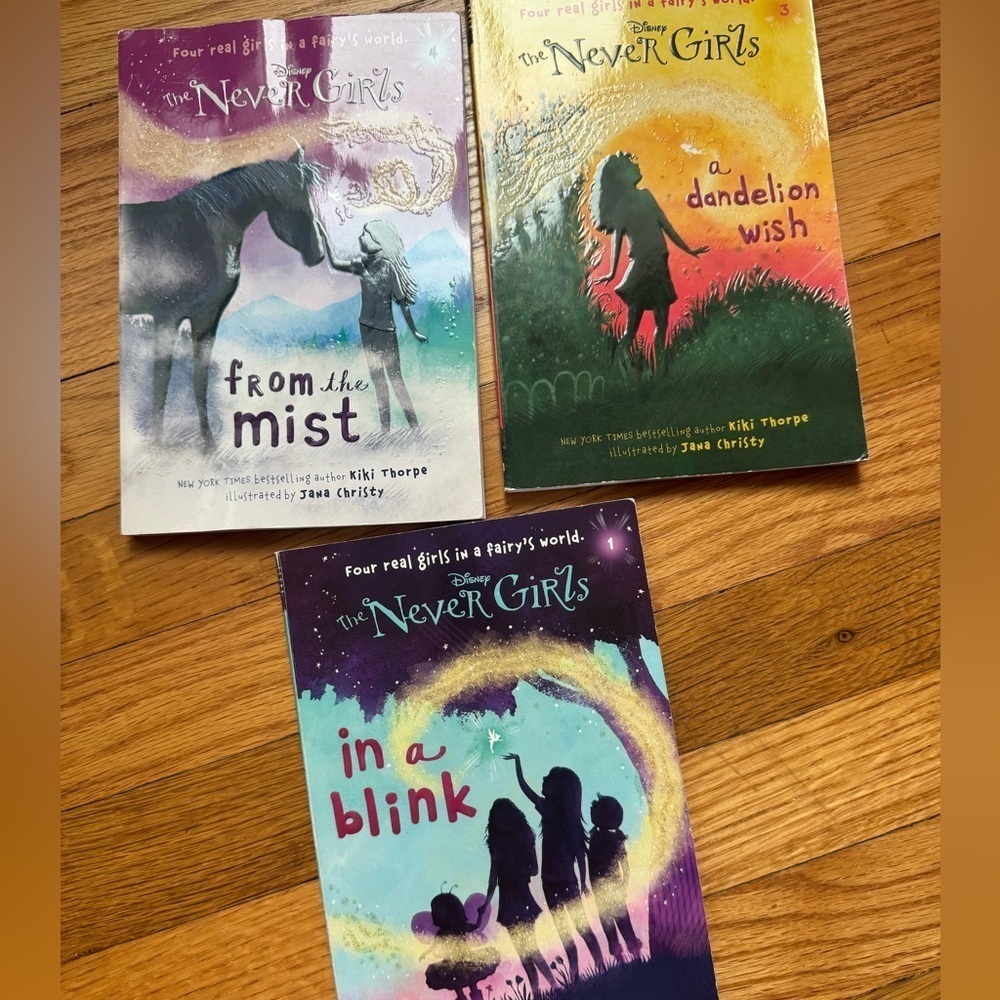 Disney The Never Girls Book Trio - Purple, Yellow, Blue. 1, 3, 4
